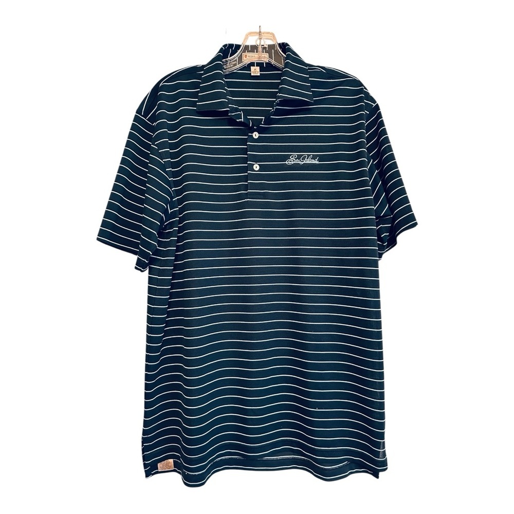 Peter Millar Navy and White Striped Polo Shirt